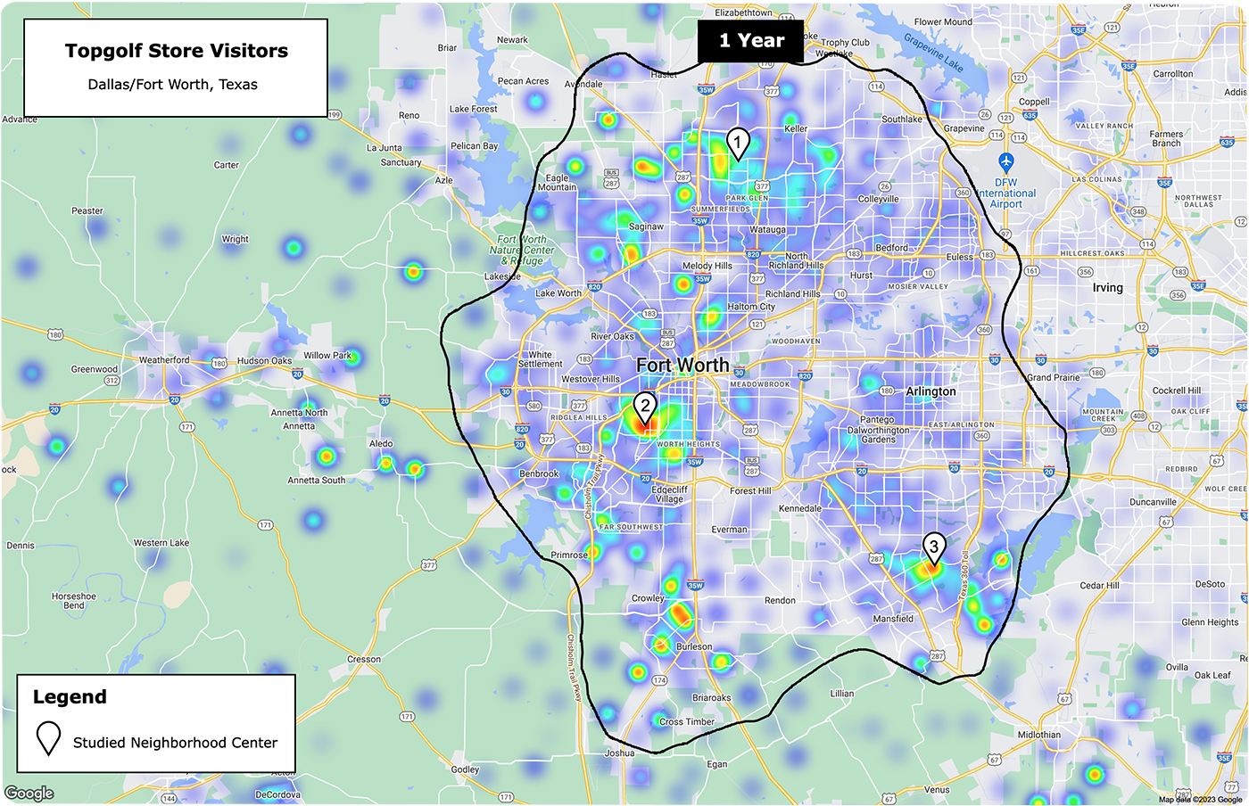 Studied areas in Dallas