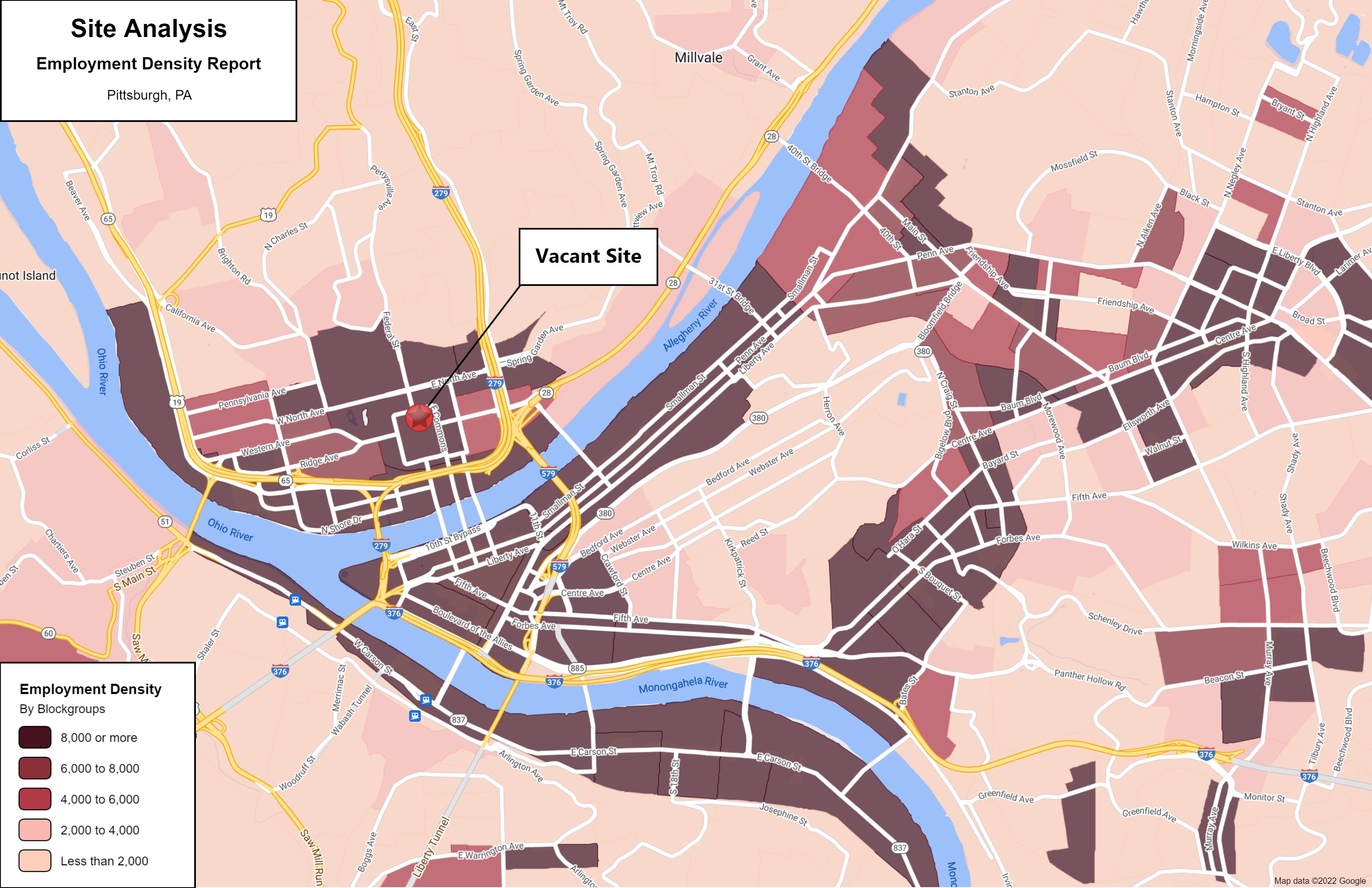 Sample of employment density shading