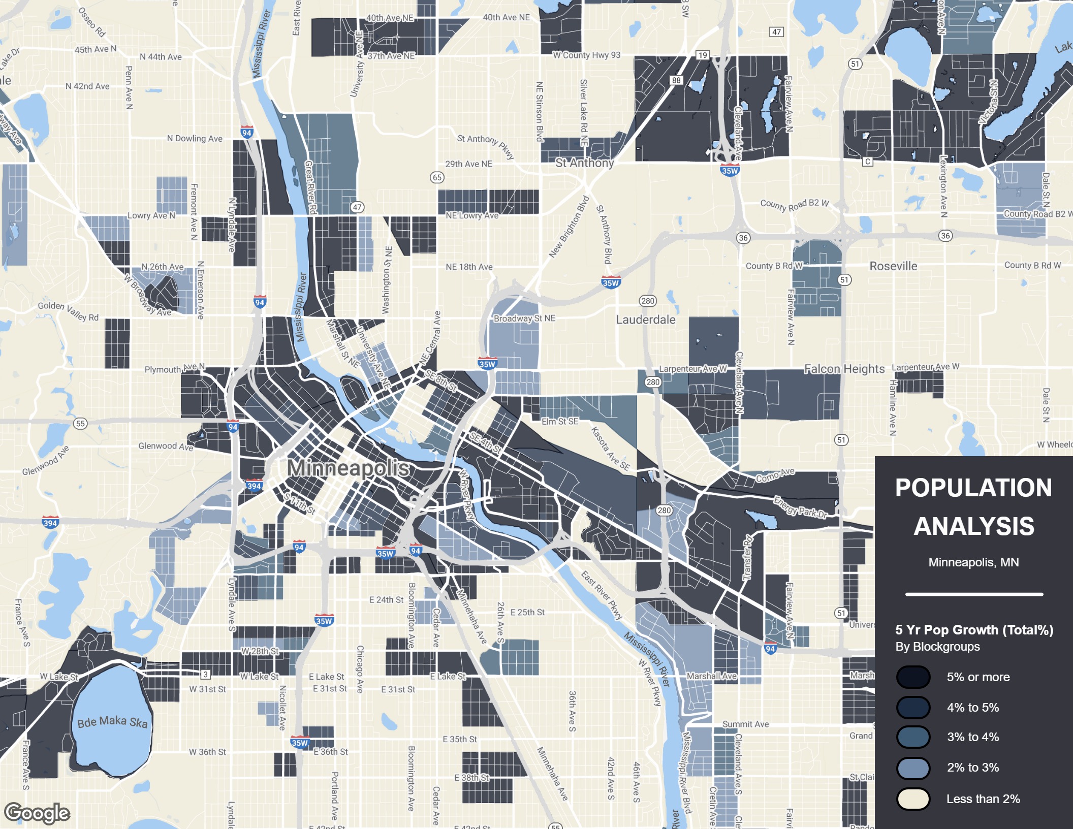  Sample of population growth shading
